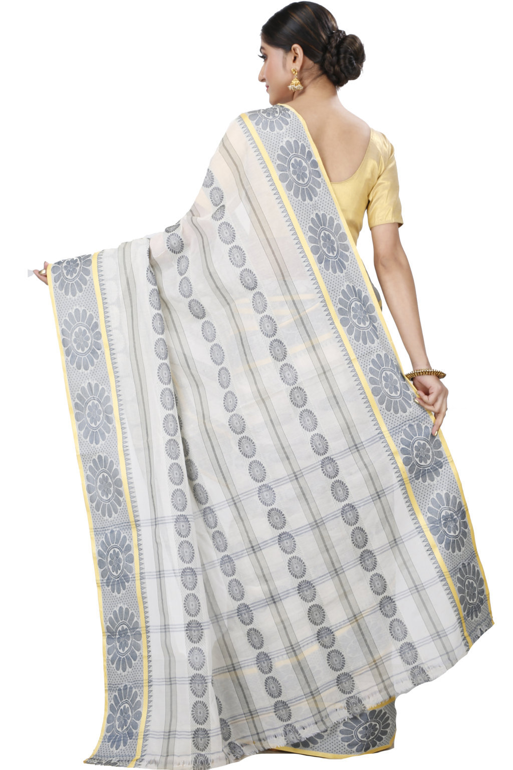 Silver Pure Cotton Chakro_Tant Tant Saree (1053)